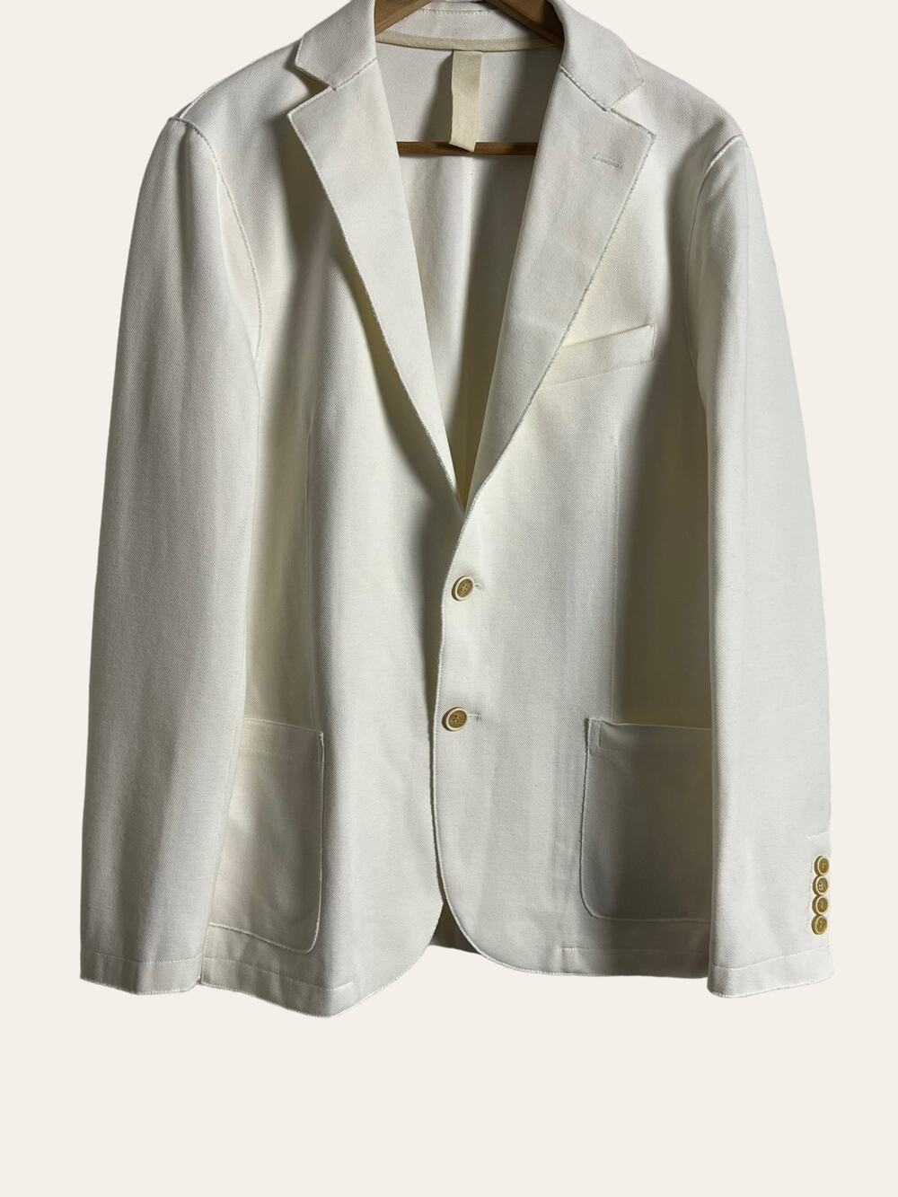Eleventy White Cotton Two Button Patch Pocket Classic Blazer Jacket Size Large